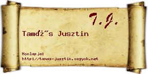 Tamás Jusztin névjegykártya